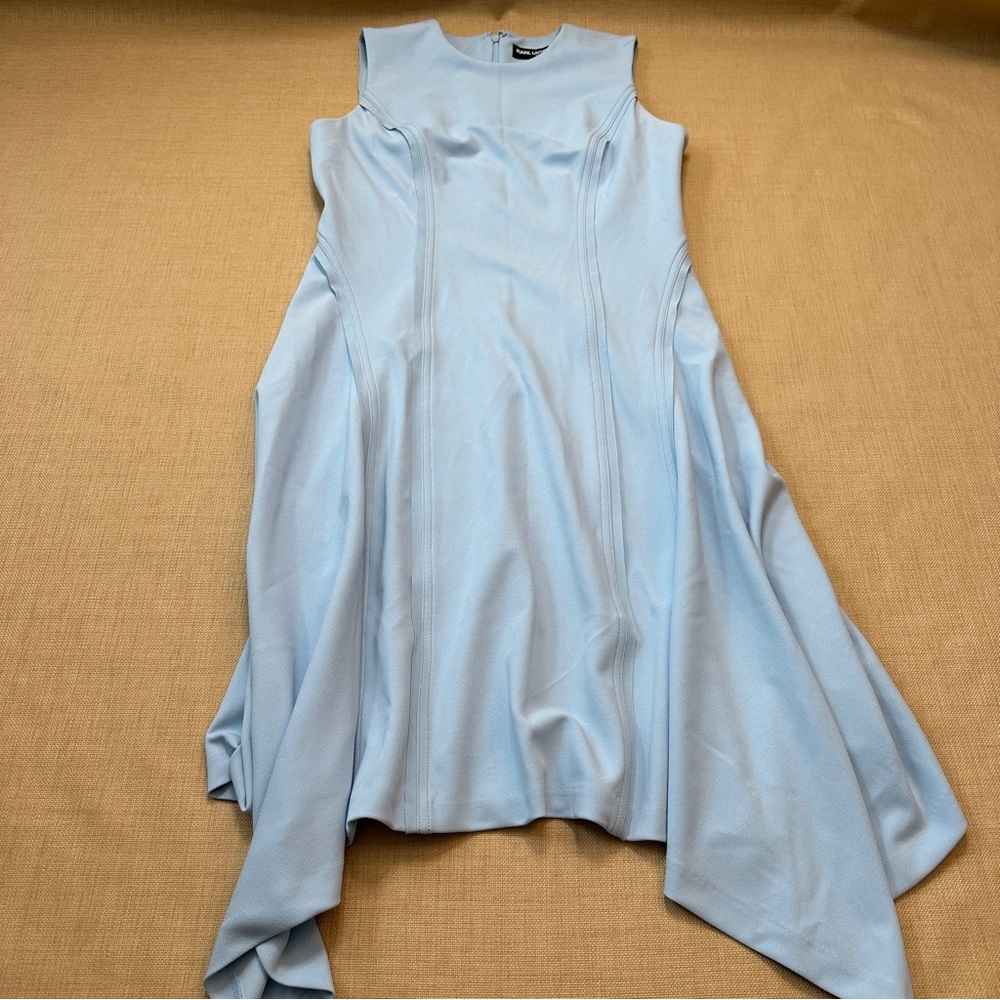 Karl Lagerfeld Paris Light Light Sky Blue Handkerchief Hemline Sleeveless